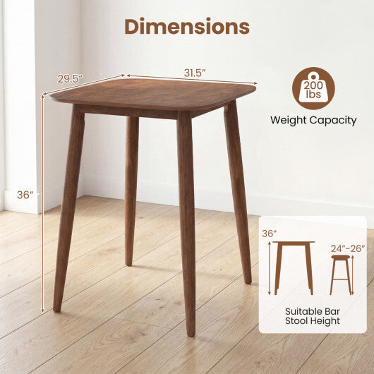 36 Inch Counter Height Bar Table Wooden High Top Pub Table with Solid Rubber Wood Legs-Walnut LuxuryLifeWay Online Store