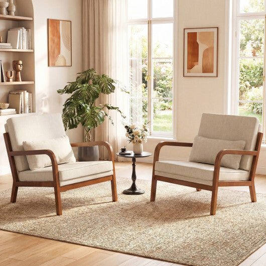 Modern Accent Chair Faux Leather Linen Fabric Upholstered Armchair-Brown LuxuryLifeWay Online Store