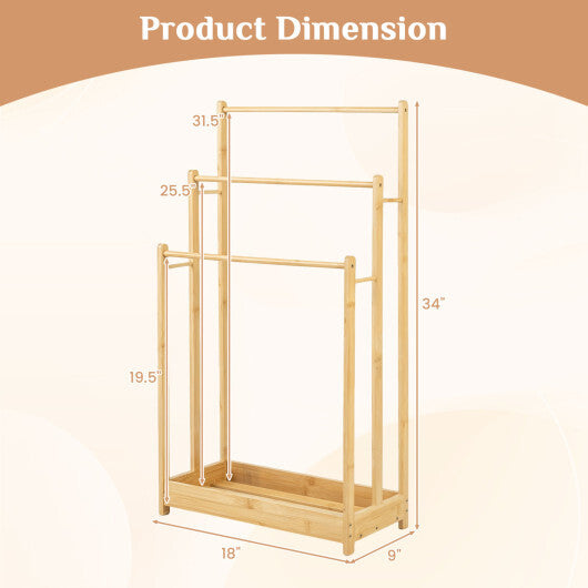 3 Tier Free Standing Bamboo Towel Rack with Storage Shelf-Natural LuxuryLifeWay Online Store