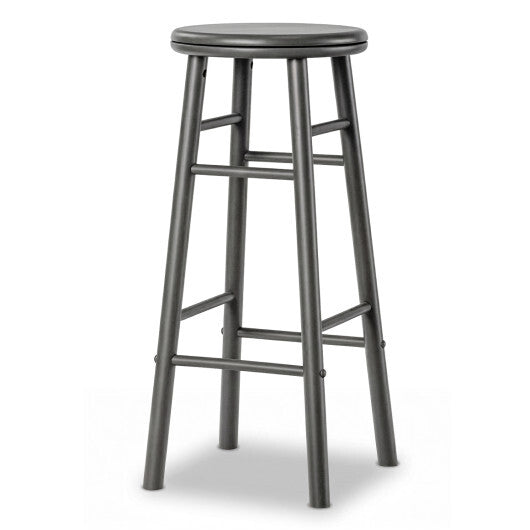 29" Swivel Bar Stools Set of 2 with Footrests & Crossbars-Walnut
