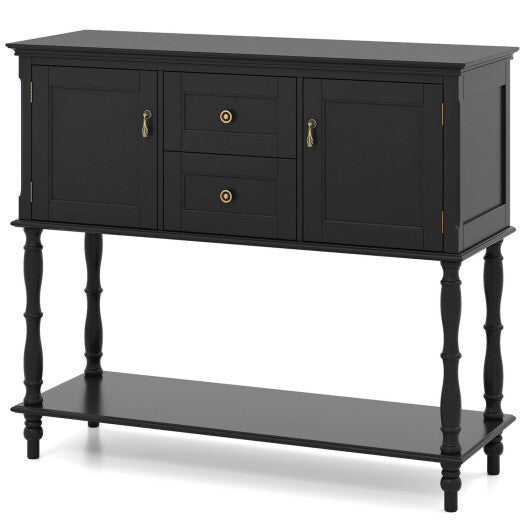 Console Table with 2 Drawers and 2 Door Cabinets and Bottom Storage Shelf-Blue LuxuryLifeWay Online Store