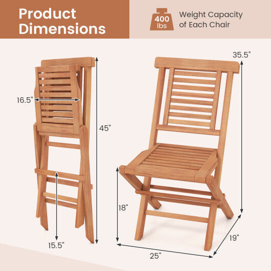 Teak Wood Folding Patio Chairs Set of 2 with X-Support & High Backrest for Backyard LuxuryLifeWay Online Store