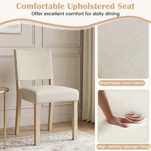 Upholstered Dining Chairs with Solid Rubber Wood Legs Set of 2-Beige LuxuryLifeWay Online Store