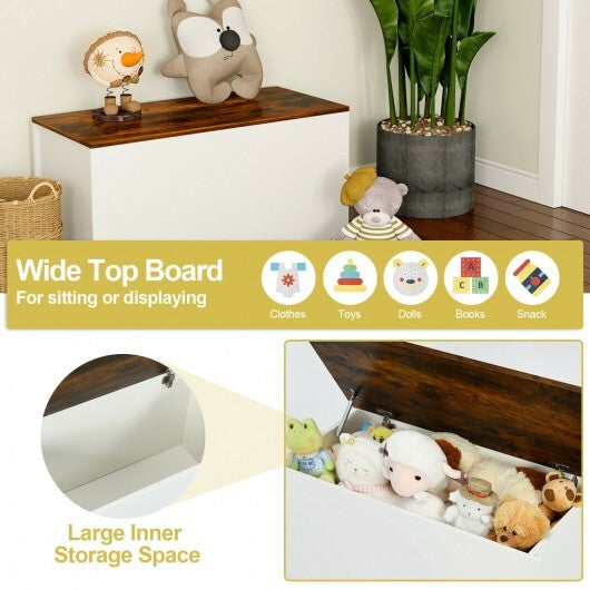 Flip-top Storage Chest with Self-hold Cover and Pneumatic Rod-White - Color: White LuxuryLifeWay Online Store