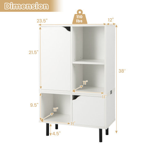 Stackable Bookcase with Adjustable Shelf and Cubes-White LuxuryLifeWay Online Store