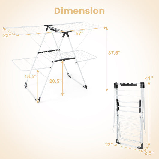 2-level Laundry Drying Rack with Height Adjustable Wings LuxuryLifeWay Online Store