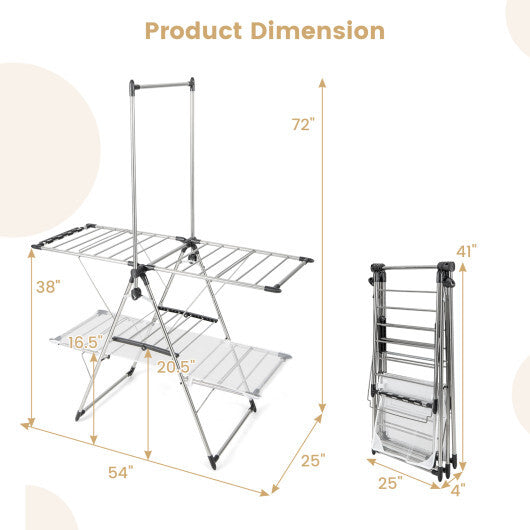 Large Foldable Clothes Drying Rack with Tall Hanging Bar LuxuryLifeWay Online Store