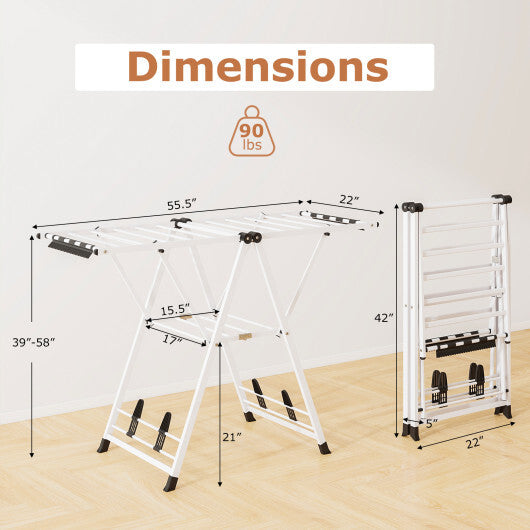 Clothes Drying Rack with Height Adjustable Wings-Beige LuxuryLifeWay Online Store