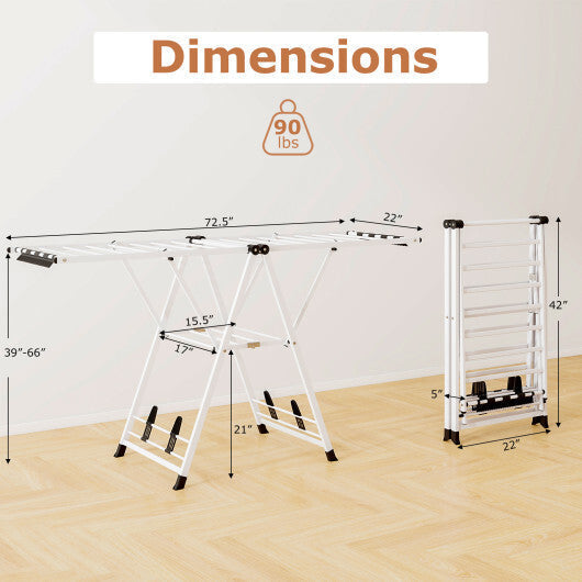 72.5 Inches Clothes Drying Rack with Height Adjustable Wings-Beige LuxuryLifeWay Online Store