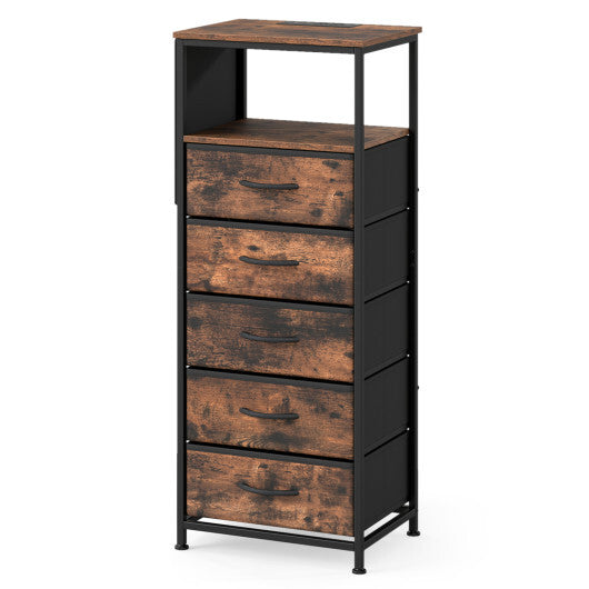 Nightstand with Integrated Charging Station 39 Inches Modern Bedside Table-Brown LuxuryLifeWay Online Store