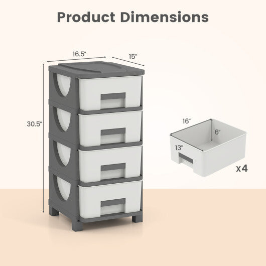 Plastic Storage Organizer with Compact Drawer Cabinet Side Table for Bedroom-Gray LuxuryLifeWay Online Store