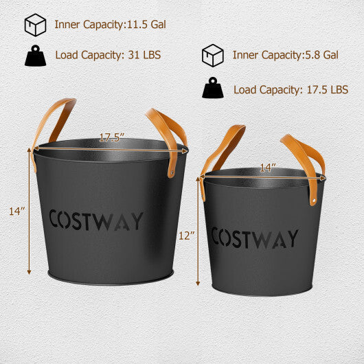 Ash Bucket Set of 2 Metal Coal Ash Can Set with 11.5 Gal and 8.5 Gal Bucket for Fireplace Fire Pits LuxuryLifeWay Online Store