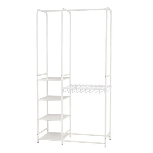 Portable Closet with Pants Hangers and 2 Hanging Rods and 4 Storage Shelves-Black LuxuryLifeWay Online Store