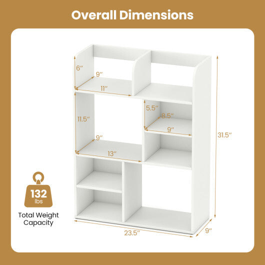 Desktop Display Rack with 8 Open Cubes for Home Office-White LuxuryLifeWay Online Store