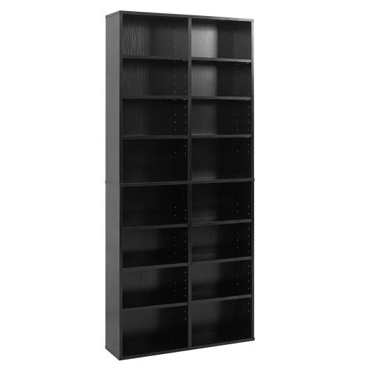 16 Compartment CD Storage Unit 54" Freestanding Open Display Shelf with 12 Removable Shelves-White LuxuryLifeWay Online Store