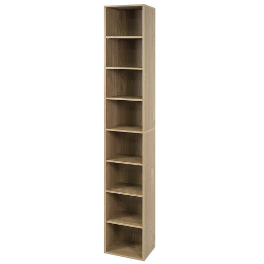 8-Tier Narrow Bookshelf with 4 Adjustable Shelves and Storage Cubes-Black LuxuryLifeWay Online Store