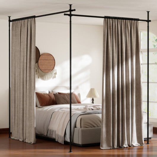Room Divider Curtain Rod with Adjustable Floor to Ceiling Tension Rod (Curtains Not Included)-White LuxuryLifeWay Online Store