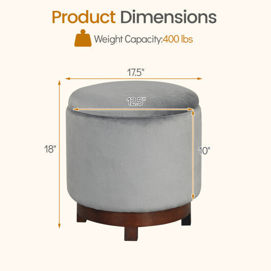 360? Swivel Velvet Foot Rest with Hidden Storage for Living Room-Beige LuxuryLifeWay Online Store