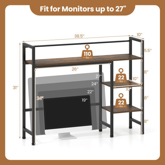 Desktop Bookshelf 38.5" W with Storage Display Rack for Home Office-Black LuxuryLifeWay Online Store