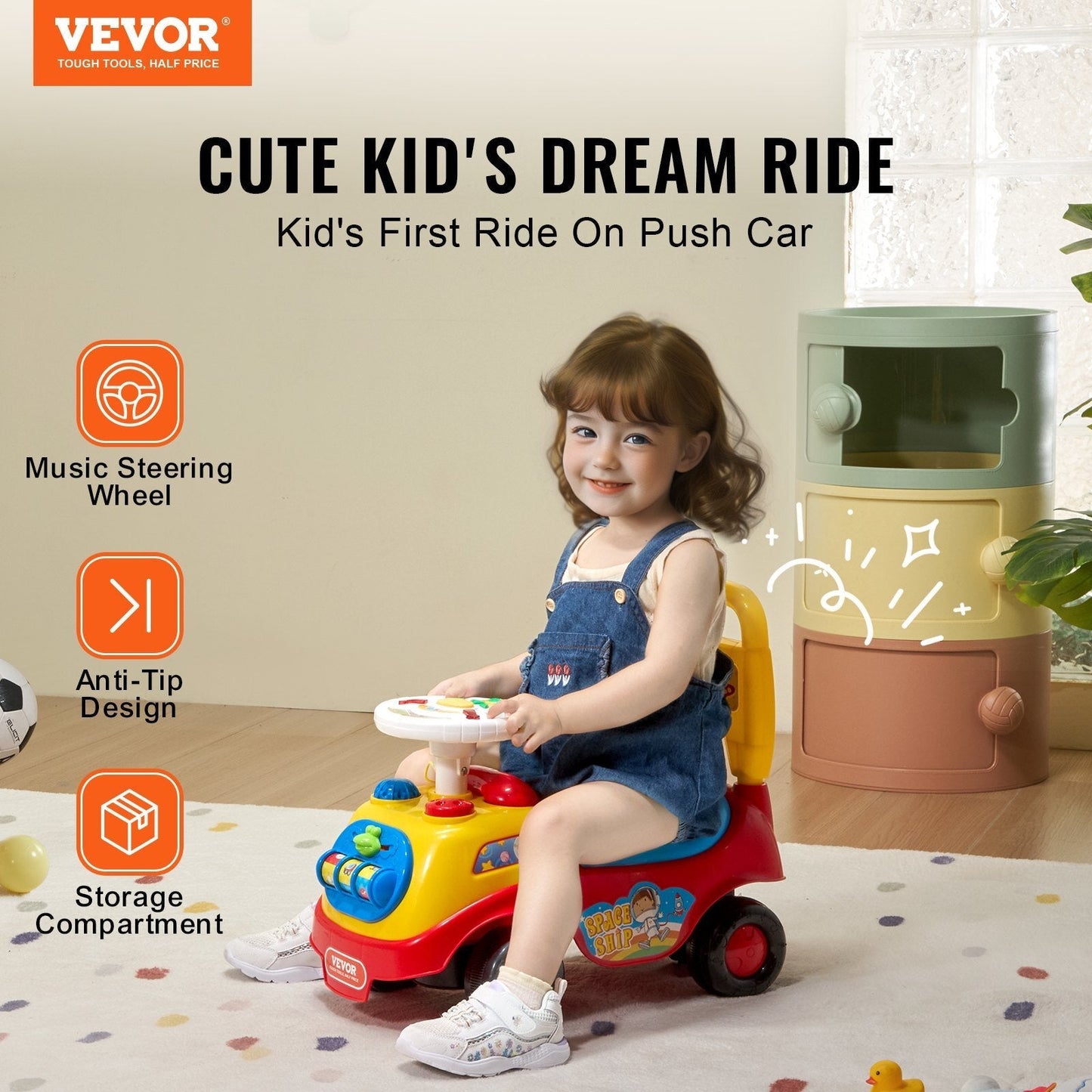 Ride On Push Car for Toddlers, Ages 1-3, Ride Racer, Sit to Stand Toddler Ride On Toy, Classic Kids Ride On Car with Music Steering Wheel, Horn & Under Seat Storage, Ride On Toy for Boys Girls LuxuryLifeWay Online Store