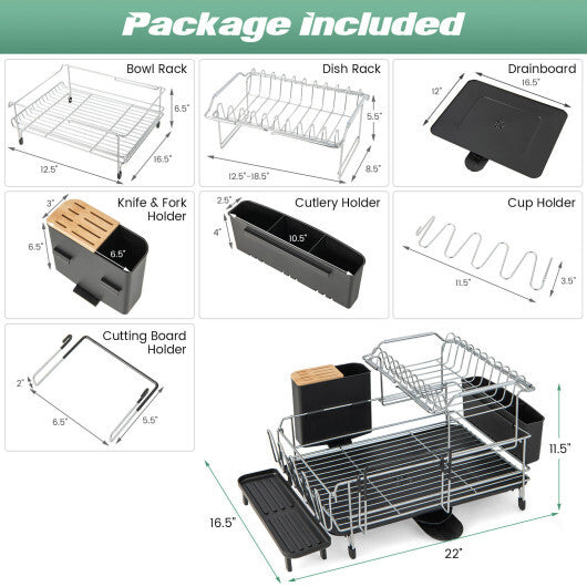 2-Tier Detachable Dish Rack with Drainboard and 360? Swivel Spout LuxuryLifeWay Online Store
