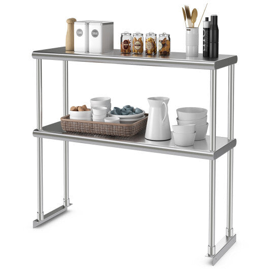 36 x 12 Inch Kitchen Stainless Steel Overshelf with Adjustable Lower Shelf LuxuryLifeWay Online Store