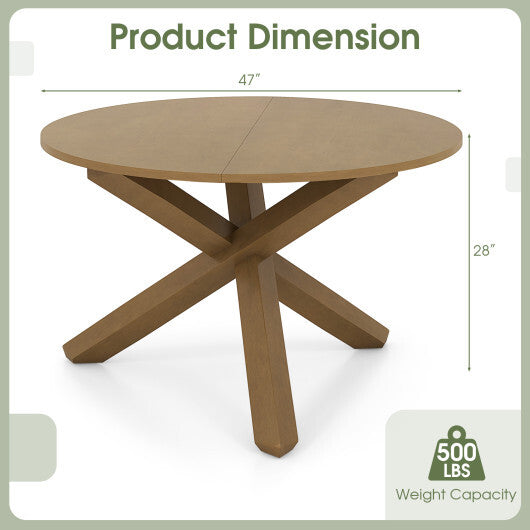 47 Inches Round Dining Table with Solid Acacia Wood Legs for 4-6 Person-Natural LuxuryLifeWay Online Store