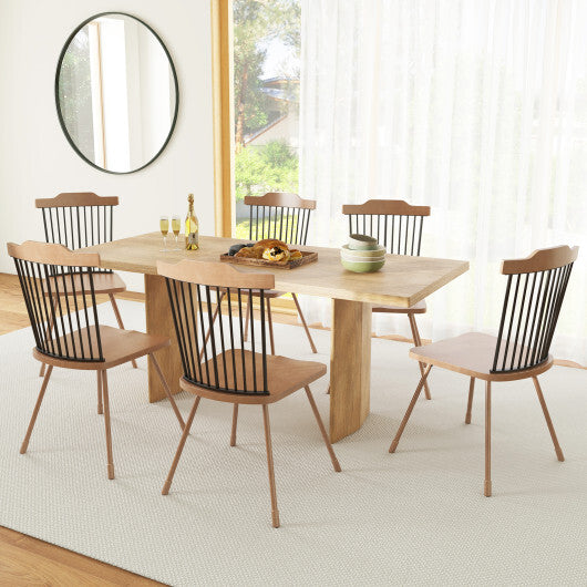 Dining Chair with Spindle Back and Ergonomic Contoured Seat Set of 2-Natural LuxuryLifeWay Online Store