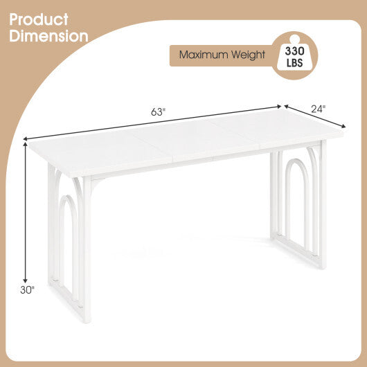 Dining Table for 6-8 People 63 Inch Rectangular Farmhouse Kitchen Table-White LuxuryLifeWay Online Store