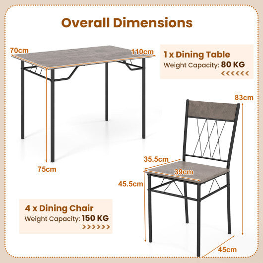 5-Piece Dining Table Set for 4 with Kitchen Table and 4 Dining Chairs-Black LuxuryLifeWay Online Store
