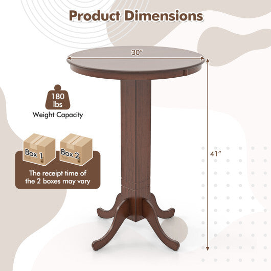 Wood Pub Round Dining Table with Pedestal Base-Gray LuxuryLifeWay Online Store