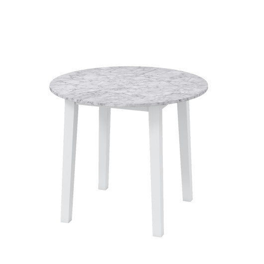 35 Inch Round Dining Table with Rubber Wood Legs and Marble-textured Veneer Tabletop-Brown LuxuryLifeWay Online Store