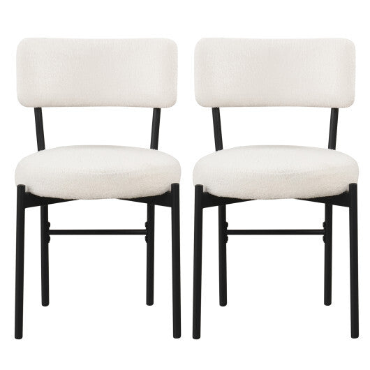 Dining Chair Set of 2 with Curved Backrest and Padded Seat-Gray