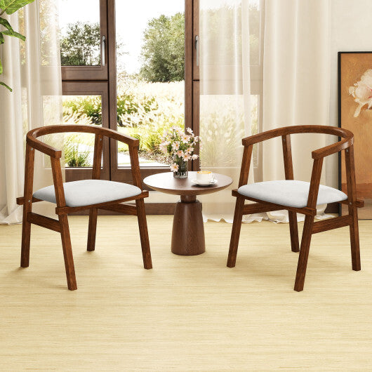 Set of 2 Solid Rubber Wood Dining Room Chairs with Wrap-around Armrest-Walnut LuxuryLifeWay Online Store