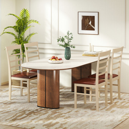 PU Leather Upholstered Armless Wooden Dining Chair Set of 2-White LuxuryLifeWay Online Store