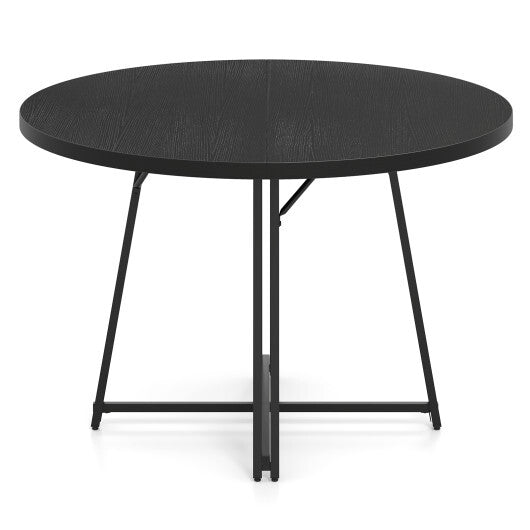47 Inch Dining Table for 4-6 People Round Kitchen Table with Cross Base-Rustic Brown LuxuryLifeWay Online Store