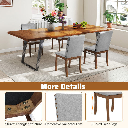 Set of 2 Upholstered Dining Chairs with Padded Seat for Living Room-Walnut LuxuryLifeWay Online Store