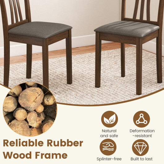 Wooden Dining Chairs Set of 2 with Linen Fabric Upholstered and Rubber Wood Frame-Brown LuxuryLifeWay Online Store