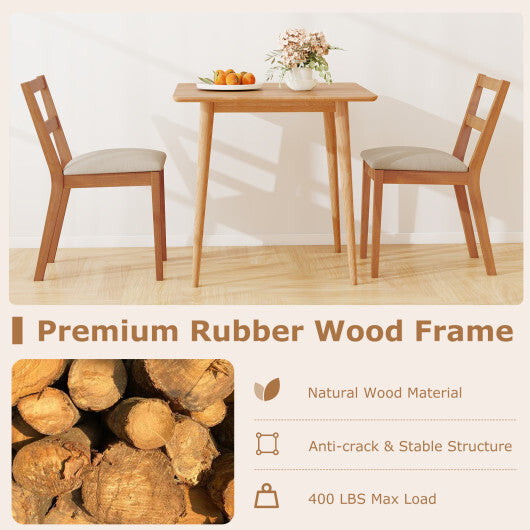 Wooden Dining Chair Set of 2 Farmhouse Kitchen Chair with Upholstered Seat-Brown LuxuryLifeWay Online Store