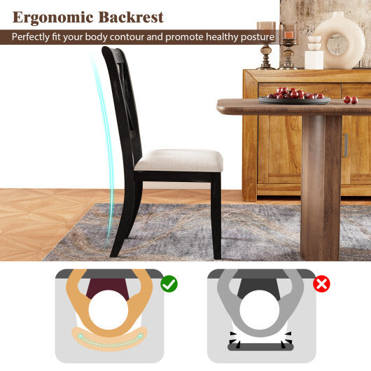 Dining Chairs Set of 2 Kitchen Side Chairs with Curved Cross Back-Beige LuxuryLifeWay Online Store