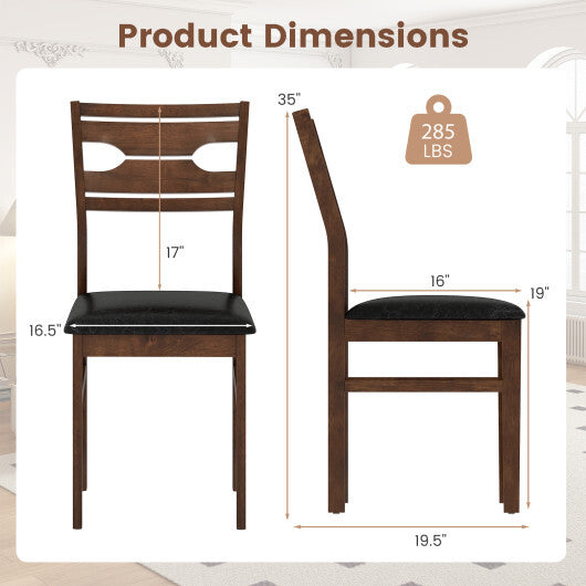 Wooden Dining Chair Set of 2 with PU Leather Padded Seat and Rubber Wood Frame-Walnut LuxuryLifeWay Online Store