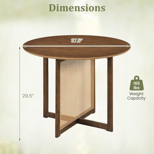37.5 Inch Round Dining Table with Cross Pedestal Base-Walnut LuxuryLifeWay Online Store