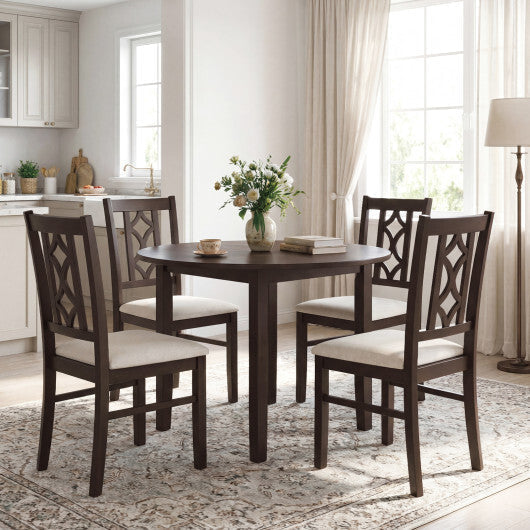 Dining Room Chairs Set of 2 Rubber Wood Dining Chairs with Hollowed Backrest-Brown LuxuryLifeWay Online Store