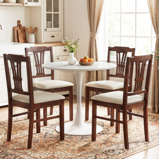 Wooden Dining Chairs Set of 2 Upholstered Kitchen Chairs with Solid Rubber Wood Frame-Gray LuxuryLifeWay Online Store