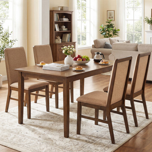 Set of 2 Upholstered Dining Chairs with Solid Rubber Wood Legs-Brown LuxuryLifeWay Online Store