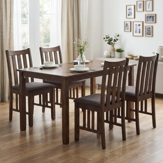 Rubber Wood Dining Chairs Side Chairs Set of 2 with Slat Back-Brown LuxuryLifeWay Online Store