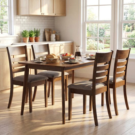 Wooden Dining Chairs Set of 2 Upholstered Kitchen Chairs with Rubber Wood Frame-Black