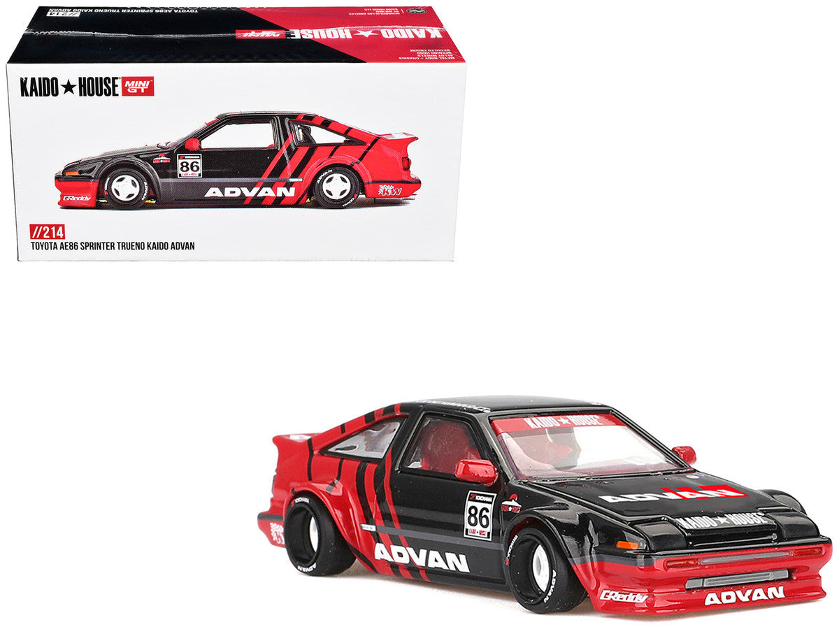 Toyota AE86 Sprinter Trueno RHD (Right Hand Drive) #86 "Kaido ADVAN" Black and Red (Designed by Jun Imai) "Kaido House" Special 1/64 Diecast Model Car by Mini GT LuxuryLifeWay Online Store