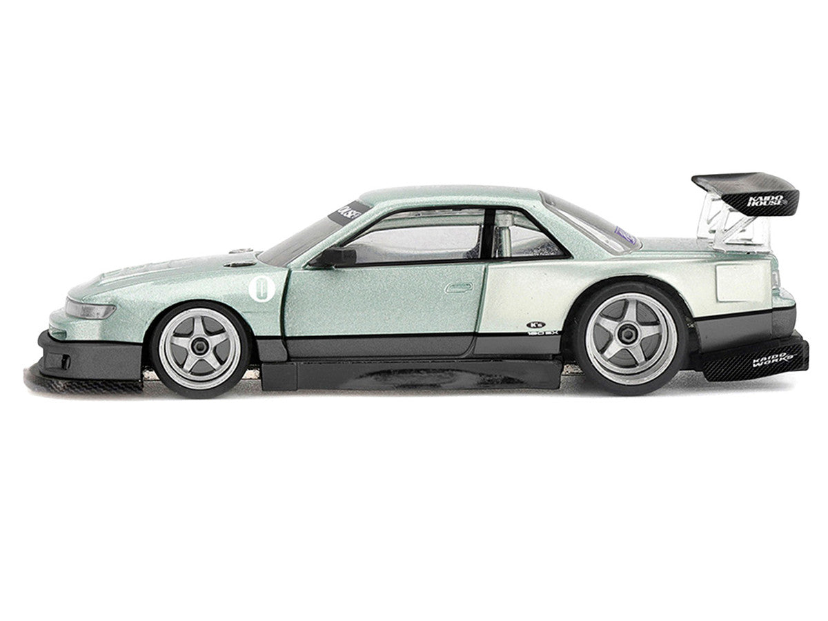 Nissan Silvia S13-R "Kaido Works V1" RHD (Designed by Jun Imai) Light Green Metallic "Kaido House" Special 1/64 Diecast Model Car by Mini GT LuxuryLifeWay Online Store