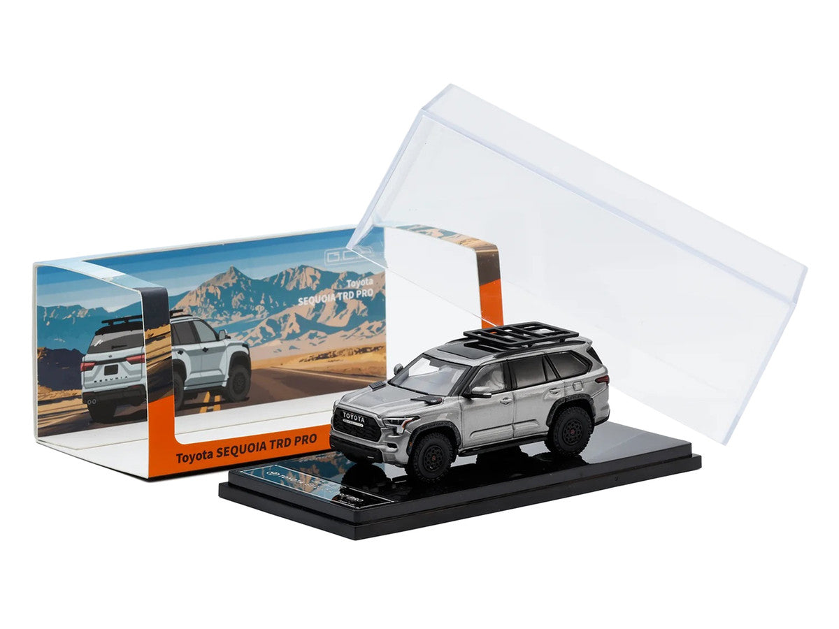 Toyota Sequoia TRD PRO Silver Metallic with Roof Rack 1/64 Diecast Model Car by GCD LuxuryLifeWay Online Store